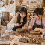 高田馬場から池袋へ足を伸ばして池袋手作り体験のLITAでワークショップを楽しむ友達二人