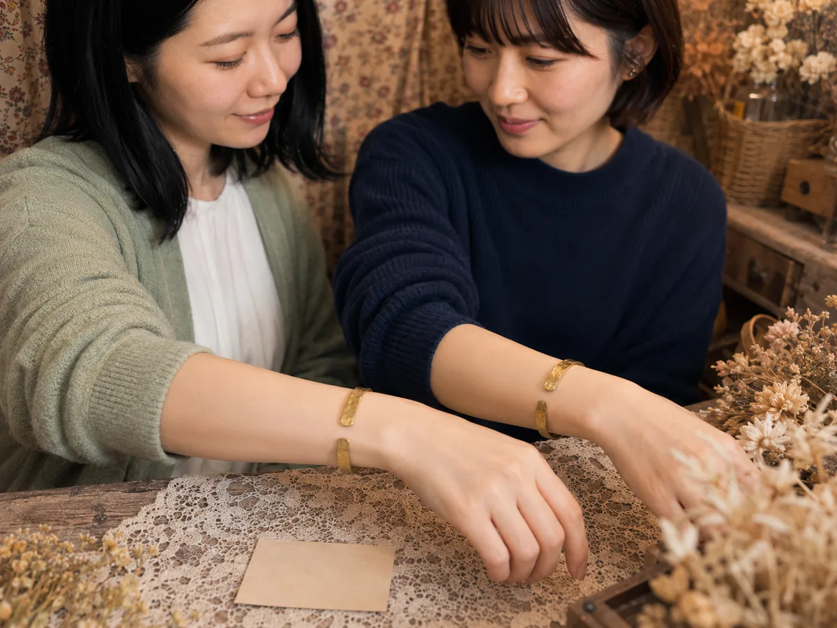 送別の思い出として完成した金色のC型真鍮バングル